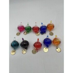 Galileo Thermometer Spheres Glass Bulbs with Brass Tags – Complete 10 Piece Set